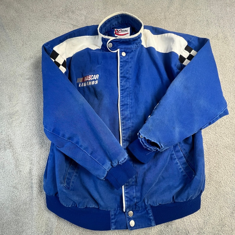 Chase Authentics NASCAR Mens XXL Legends Signature Jacket Blue Cotton Twill‎
